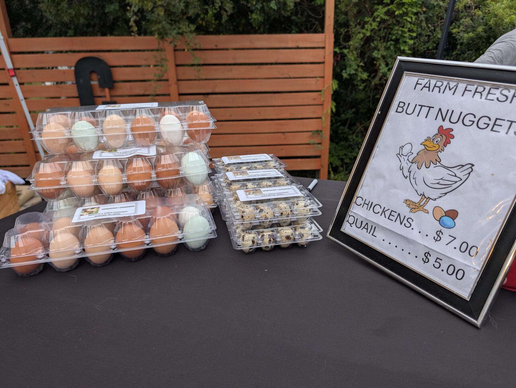 Farm-fresh eggs displayed by a participating market vendor