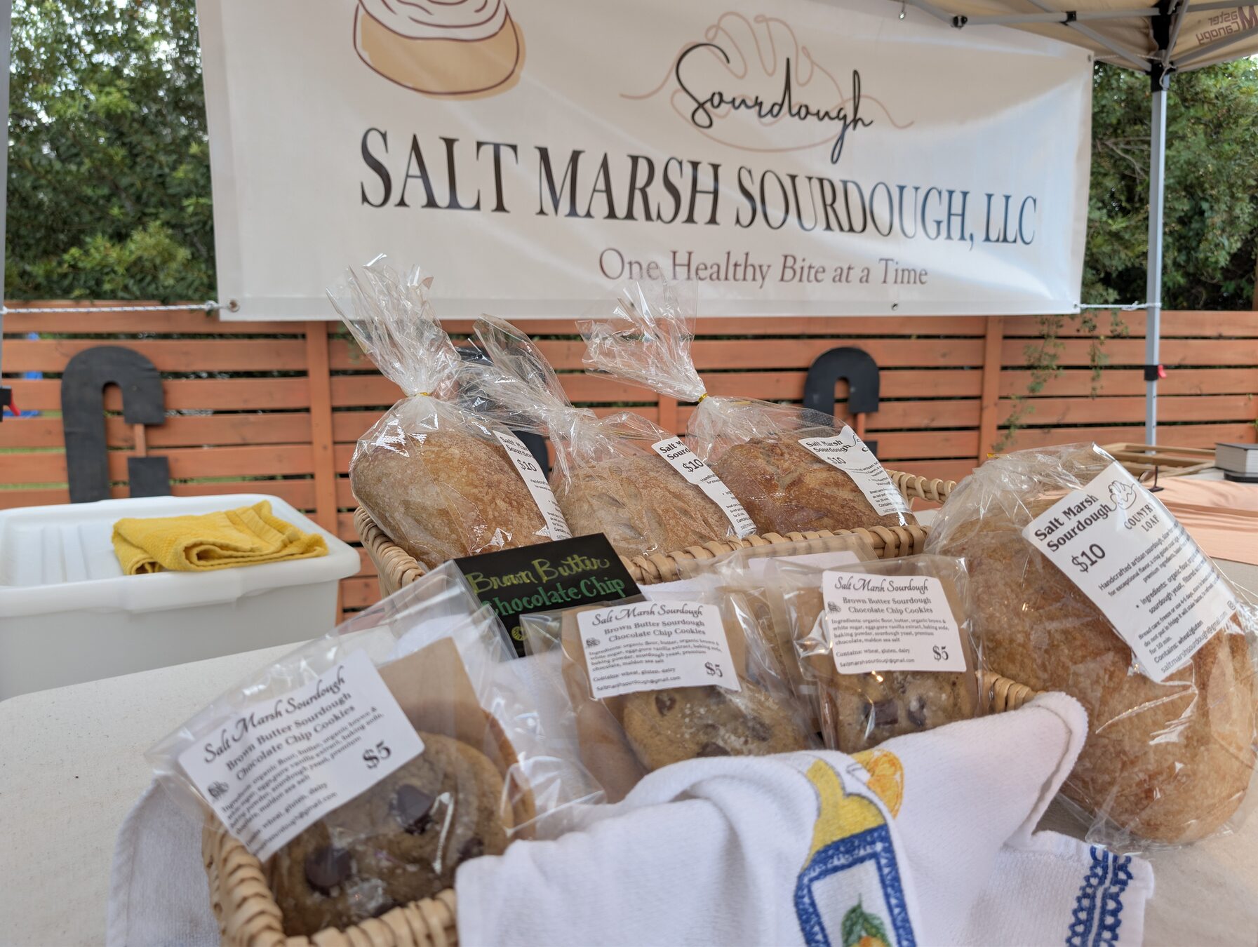 Locally made sourdough at a market booth